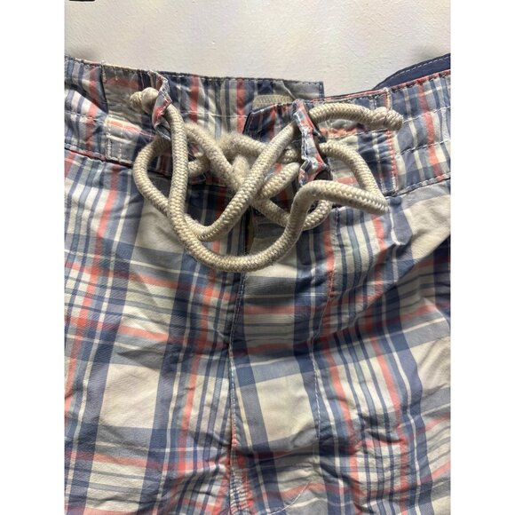 J.Crew Mens Plaid Drawstring Swim Trunks With Pockets Blue & Red Size32Inches Wa - Picture 3 of 10